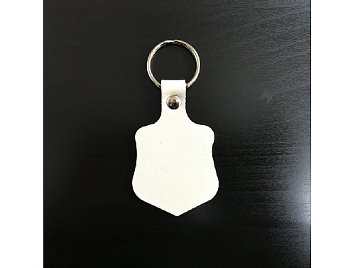 White - Real Leather Key Fob - Shield